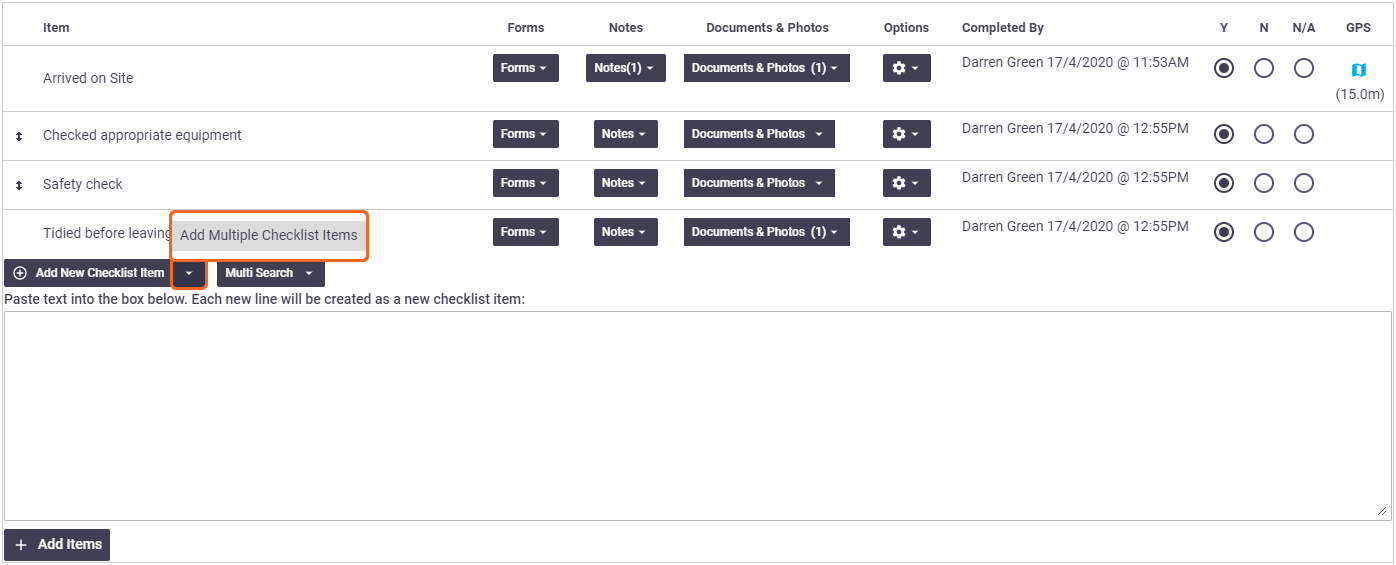 Multiple Checklists Articles