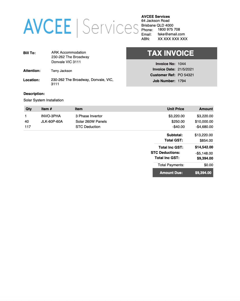Example Invoice Deductions Articles