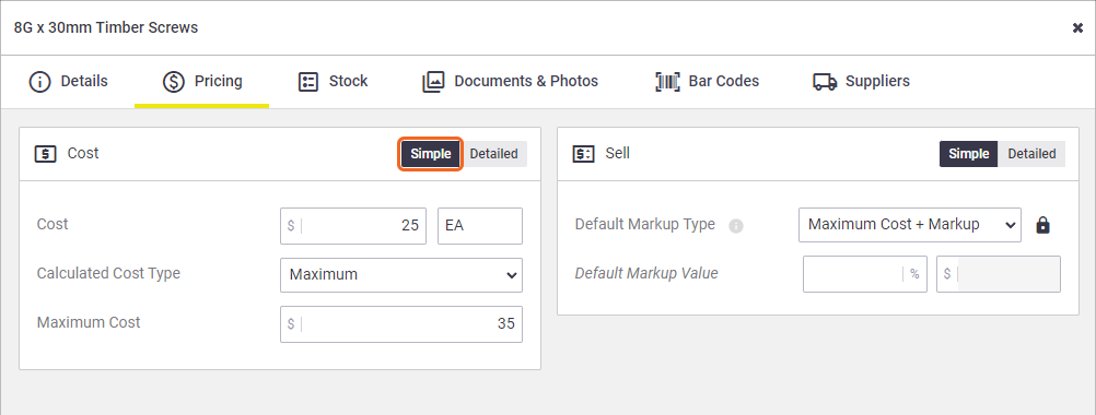 Cost Code Inventory Articles